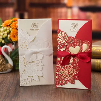  100 de Seturi en-Gros Dublu Inima de Aur Invitatie de Nunta Card Red White Navy Personaliza Imprimare Căsătorie Invitatii CX075