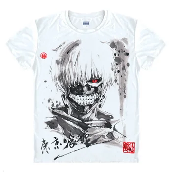  100 de stiluri Anime Eren T-shirt de Imprimare de Desene animate Ken Kaneki Tokyo Ghoul Tricou de Cerneală Chineză-se spală Pictura Modernă de Cerneală Topuri Tricouri