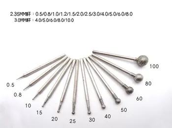 10buc 2.35/3 MM Cuțit de Diamant de Slefuire de Cap Bavuri Pumn Ac Foraj Biți Pentru Metal, Piatra de Jad de Sculptură Lustruire Instrumente Rotative