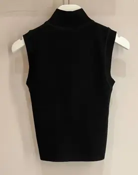  129239 Moda Clasic la Modă de Lux de Designer Pânză Femei Vara Gât Înalt Sport Vesta Tricot LetterSleeveless T-shirt Wang Sus