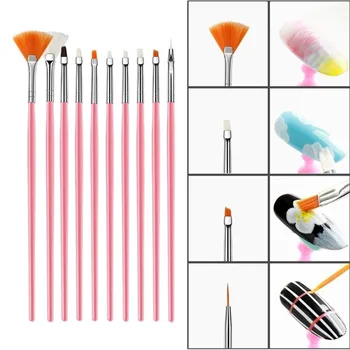  15buc/Set Nail Art Pensule Titularii de Unghii Arta Perie Gel Pictura Dotting Gel Design Pen Pulbere Lichid Sculptură Perie Instrumente de Manichiură