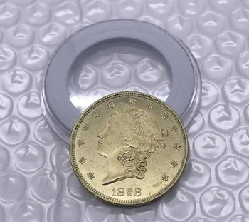  1898 Statele Unite Ale Americii 20 De Douăzeci de Dolari Liberty Head Double Eagle cu motto-ul de monede de Aur din Alamă Colecție Copia Fisei