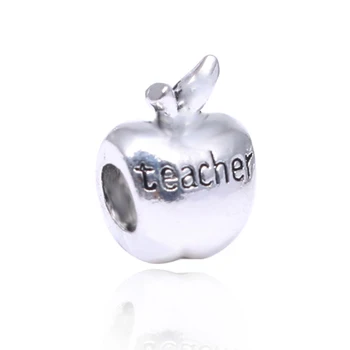  2 buc/lot Culoare Argintie dragoste Drăguț Apple Grava Profesor Margele Farmec se Potrivește Brand Farmecul Brățară Pentru Femei Bijuterii Profesor Cadou