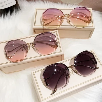  2021 Noi Femeile Ochelari fără ramă UV400 Designer de Brand de Înaltă Calitate Gradient de Soare Ochelari de sex Feminin oculos
