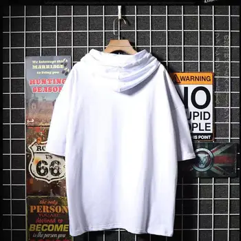  2022 Harajuku cu Gluga T-shirt pentru Bărbați de Culoare Bloc Mozaic Tricou de Vara Hip Hop Tricoul Streetwear Topuri Tricouri de Bumbac