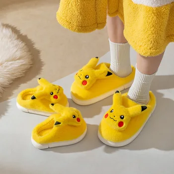  2022 Pokemon Pikachu De Iarnă, Papuci, Pantofi, Jucării De Pluș Bumbac Copilul Blana Slide-Uri De Interior Cald Copiii Adulți Papuci De Casă Crăciun