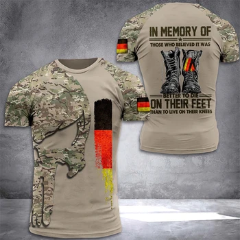  2022 Vintage Germania Armata Camuflaj T-shirt Pentru Bărbați Imprimate 3d Supradimensionate Tricou Deutsche Veteranen Tee Deutsche Flagge Topuri