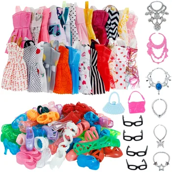  35pcs Culoare Aleatorii Manual Papusa Tocuri inalte Mini Costume de baie Nunta DressesHandbag Tinuta DIY Păpuși Jucărie Accesorii