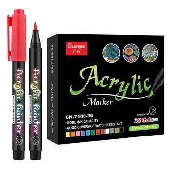  36 Culori Acrilice Markeri Perie Pixuri pentru Tesatura Rock Pictura Pen Ceramice de Sticlă Pânză din Lemn Manga Art Rechizite Școlare