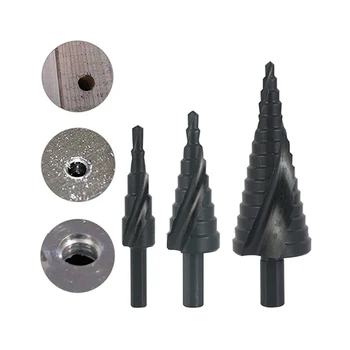  3pcs 4-12mm/4-20mm/4-32mm Triunghi Coadă canal Spiralat Pas Burghiu Nitrurat Black Metal Pagoda Instrumente de Foraj