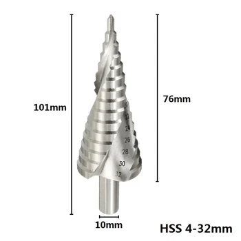  4-32mm HSS Pas Burghiu Con Burghiu Spiral Groove Metal Lemn Hole Cutter de Bază Instrumente de Foraj Pas Burghiu Pentru prelucrarea Lemnului