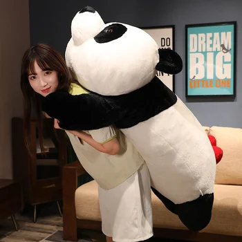 45/60/90cm Gigant Grăsime Drăguț Panda Cu Inima Jucărie de Pluș Animale Urs Perna Umplute Pluș Copii de Dormit Peluche Pentru Prieteni Cadouri