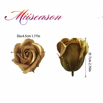  50pcs cu Diametrul de 4,5 cm de Aur /Argint Sapun Trandafir Capete Trandafiri Artificiale pentru Nunta, Cadou de Ziua Îndrăgostiților Buchet de Flori Decor Acasă