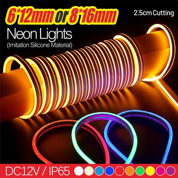  6*12mm sau 8*16mm 5m lumina de Neon DC12V Benzi LED SMD2835 Frânghie Flexibilă Tub IP65 pentru Crăciun DIY Decorare de Vacanță Lumina