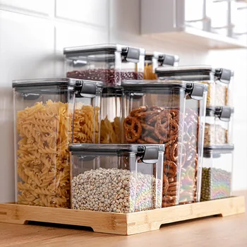  Alimente Cutie de Depozitare produse Alimentare Containere Transparente care pot fi Stivuite Bucătărie, Spaghete, Tăiței Rezervor Sigilat Cutii Organizatorii sticle