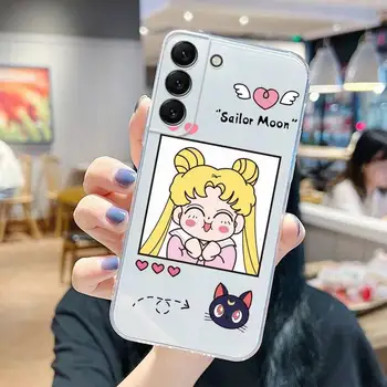  Anime Drăguț Sailor Moon Caz de Telefon Pentru Samsung Galaxy S22 S21 Ultra S20 S30 FE S8 S9 S10 5G Plus Lite Moale Capac Transparent