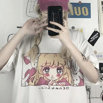 Anime-ul japonez Drăguț Fată Dulce pentru Femei T-shirt Graphic Print Harajuku Kawaii Femei Maneci Scurte Streetwear Supradimensionate Topuri Tricouri