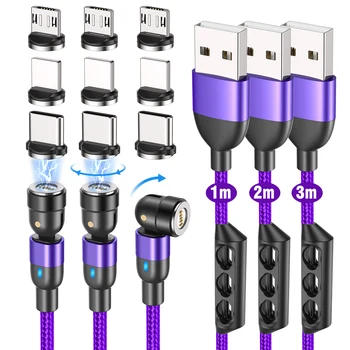  AUFU 1m 2m 3m Magnetic Cablu USB de Tip C Pentru Huawei P20 P30 C Usb Cablu Micro 3A Încărcare Rapidă Magnet Încărcătorul de Transfer de Date 3 Pack