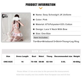  Backless Mozaic Femei Sutien Set Uniformă de Școlăriță JK Dulce Erotic Costume V Gât Kawaii Arc Dantelă Cosplay Cu Cravată Fusta Mini
