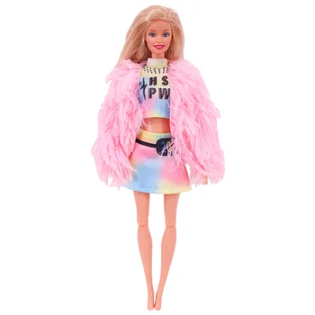  Barbie Rochie de Moda, Top, Pantaloni, Bereta Set Accesorii Barbie Pentru 1/6 BJD Blyth, 11.5 cm Sau 30 cm Papusa
