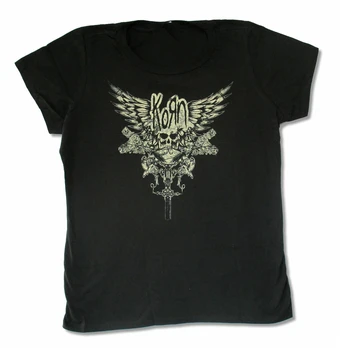  Bărbați Îmbrăcăminte Korn Craniu Aripi De Fete Juniori Negru T Shirt New Band Merch Personaliza Tricou