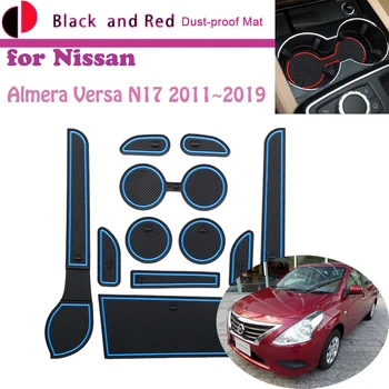 Cauciuc Ușa Groove Mat pentru Nissan Almera Versa Sunny N17 Latio 2011~2019 Perna Poarta Slot de Stocare Coaster Praf-dovada Autocolant