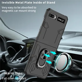  Caz pentru Samsung Galaxy Z Flip 5G Metal Inel Capac Suport Auto Magnetic Telefon rezistent la Socuri Acoperirea
