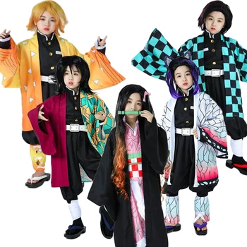  Copii fete Anime Demon Slayer Cosplay Kamado Tanjirou/Agatsuma Zenitsu/Kochou Shinobu Costum Adult Copil C90C36