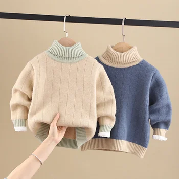  Copii pulover Copilului de pluș mare de copii îngroșat toamna și iarna pentru copii-coreean de înaltă gât pulover 3-9 ani