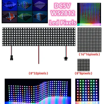  DC5V WS2812B WS2812IC LED-uri RGB Digital Flexibil Individual Adresabile Panoul de Lumina 8x8, 16x16 8x32CM Pixel Matrix Ecran Module