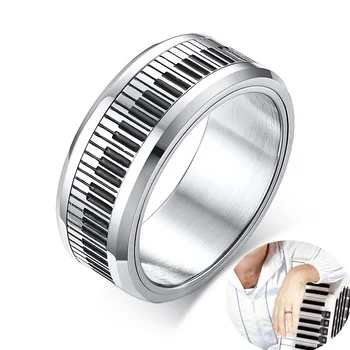  Design elegant pentru Bărbați pianist Trupa Inel Spinner din Otel Inoxidabil Muzica Tastatura Pasionat de sex Masculin Bijuterii