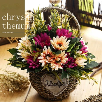  DIA 7cm Artificiale Belle Buchet Crizanteme Artificiale Plante Fals Flori Uscate Flori Decoratiuni de Nunta