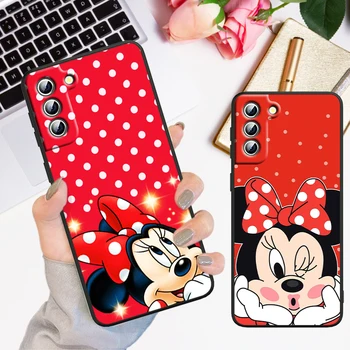  Disney Mickey Minnie Mouse Caz de Telefon Pentru Samsung Galaxy S23 S22 S21 S20 FE S10 S10E S9 Plus Ultra Pro Lite 5G FUnda Capac Negru