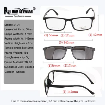  Dreptunghi Ochelari Cadru Și fixați-ochelari de Soare Polarizat Optice Ochelari baza de Prescriptie medicala Bărbați Moda Ochelari 2124
