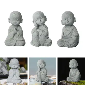  Drăguț Buddha Călugăr Statuie Figurine Copii Expoziție de animale de Companie pentru Gradina Decor de Masă Sculpturi Meserii