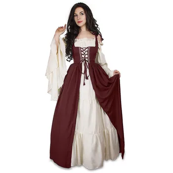  Femei Rochie Medieval Cosplay Costum Victorian, Renaissance Medieval Gotic Rochii Lungi Halat Gothics Fete Carnaval De Halloween
