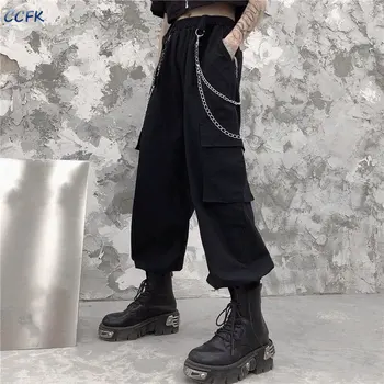  Gotic Pantaloni de Marfă Seturi de sex Feminin de Vară cu mânecă Scurtă Cămașă de Înaltă Talie Pantaloni Joggers Punk, Hip-Hop Salopete Două piese E-fata de Alt