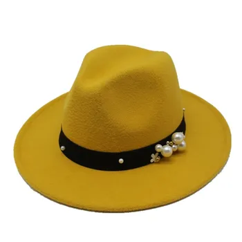  Iarna Femei Pălărie de Fetru Margine Largă Imitație de Lână, Pălării Fedora Pălărie Jazz Clasic Simțit Floppy Cloche Capac Pălărie de Top Chapeau 14 culori
