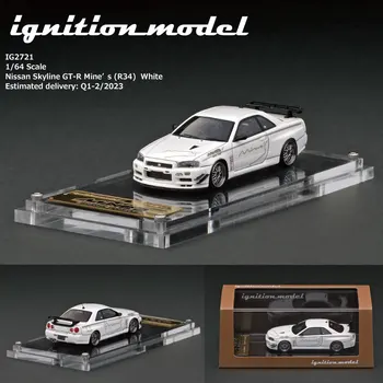 IG 1:64 Nissan Skyline GT-R (R34) a Mea e Albă RASINA Model de Masina