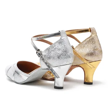  Latină Pantofi Pentru Femeie Sala de Dans latino Pantofi Femei Fete Moderne, Tango, Salsa Tocuri Înalte cu Toc de Aur/Argint de Pantofi