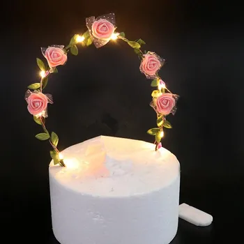  LED Intermitent Ghirlandă de Flori Arc Tort de Decorare Cupcake Toppers Copii Ziua de nastere Eveniment Consumabile Partid Crăciun Crăciun