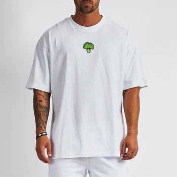  Legume Broccoli Design Sport Îmbrăcăminte Plasă de Fitness Supradimensionate T Shirt Mens Outdoor Hip Hop Streetwear Pierde Jumătate Maneca tricou