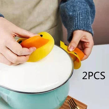  Little Duck Galben Izolație de Silicon Parte Clip Anti-opărire Mănuși de Bucătărie, Cuptor Mănuși de GRĂTAR Tavă Oală Castron Raft Cuptor Parte Clip