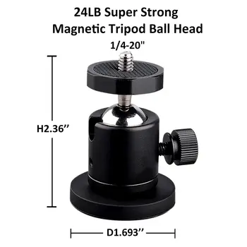  Magnetice Camera de Bază de Montaj cu Capul Mingea foarte Puternic Strat de Cauciuc Magnet Neodim cu 1/4 Filet Stud pentru Camera