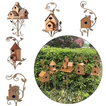  Metal Cuib De Pasăre Porumbel Papagal Casa Rustic Casa De Pasăre Suport Colivie Grădină, Terasă Zig-Zag De Artă În Aer Liber, Decor Cadou Pasăre Consumabile