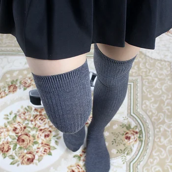  Moda 2022 Ciorapi Femei Peste Genunchi Șosete de Bumbac Solid Gros de Mătase Grăbește-te Fericit WomenThigh Mare Ciorapi Femei Plus Dimensiune