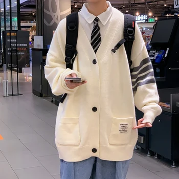  Moda Coreeană Pulovere Noi Autum Brand De Moda Barbati Tricotate Cardigan Pulover Negru Coreean Haine Casual Sacou Mens Îmbrăcăminte 2023