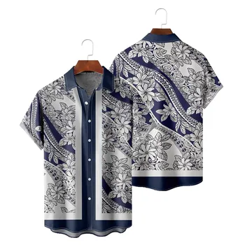  Moda de vara Tricouri Hawaii Bărbați Supradimensionate Plaja Barbati Butonul Tricou Maneca Scurta de Imprimare Etnice Topuri de Îmbrăcăminte pentru Bărbați Camiseta