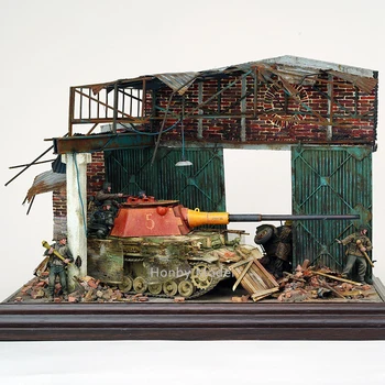  Nevopsită 1/35 Construirea de modele de Kituri de Ruinele Casei Manual in Miniatura din Lemn Diorama Scena pentru Micro-Arhitectura Peisajului Model