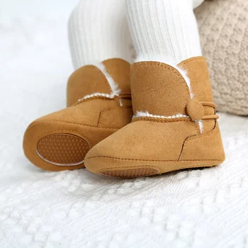  Noi Iarna pentru Copii Cizme de piele de Căprioară Ciucure Anti-alunecare de Cauciuc Unic Cald Puf Baby Boy Fata de Pantofi nou-Nascuti Prima Pietoni Papuceii Copil